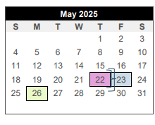 District School Academic Calendar for College Station Middle School for May 2025