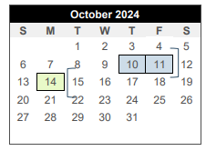 District School Academic Calendar for College Station Jjaep for October 2024