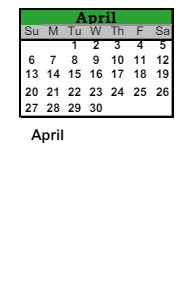 District School Academic Calendar for Columbia Elementary School for April 2025