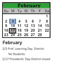 District School Academic Calendar for Pike Elementary School for February 2025