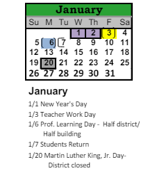 District School Academic Calendar for Bijou Alternative Program for January 2025