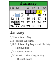 District School Academic Calendar for Twain Elementary School for January 2025