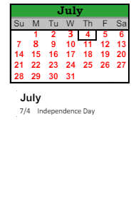 District School Academic Calendar for Bijou Alternative Program for July 2024