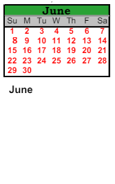 District School Academic Calendar for Bijou Alternative Program for June 2025