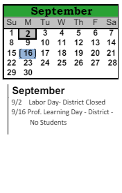 District School Academic Calendar for North Middle School for September 2024