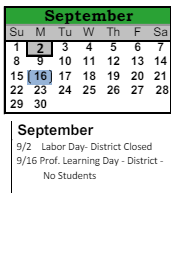 District School Academic Calendar for Pike Elementary School for September 2024