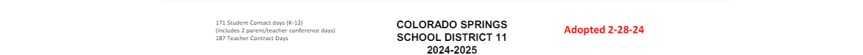 District School Academic Calendar for Bijou Alternative Program