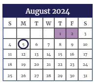 District School Academic Calendar for Evans Elementary School for August 2024