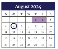 District School Academic Calendar for Brookwood Elementary School for August 2024