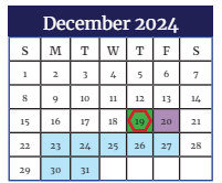District School Academic Calendar for Harlem Middle School for December 2024