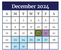 District School Academic Calendar for North Harlem Elementary School for December 2024