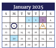 District School Academic Calendar for New Middle School #3 for January 2025