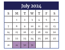 District School Academic Calendar for Columbia County Crossroads Academy for July 2024