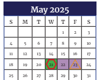 District School Academic Calendar for North Columbia Elementary School for May 2025