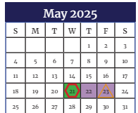 District School Academic Calendar for New Middle School #3 for May 2025