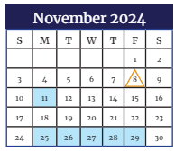 District School Academic Calendar for Harlem Middle School for November 2024