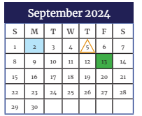 District School Academic Calendar for North Harlem Elementary School for September 2024