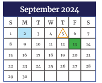 District School Academic Calendar for New Middle School #3 for September 2024