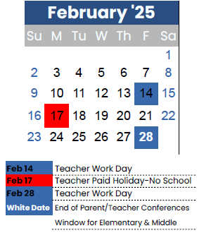 District School Academic Calendar for Smithton Middle for February 2025