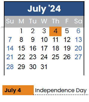 District School Academic Calendar for Smithton Middle for July 2024