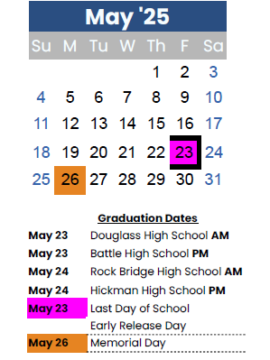 District School Academic Calendar for Smithton Middle for May 2025