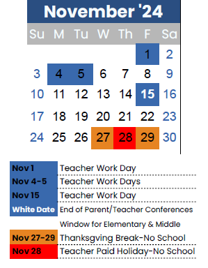 District School Academic Calendar for Smithton Middle for November 2024