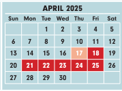 District School Academic Calendar for Medary Elementary School for April 2025