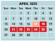 District School Academic Calendar for Olde Orchard Alternative Elementary School for April 2025