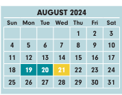 District School Academic Calendar for Ridgeview Middle School for August 2024