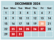 District School Academic Calendar for Olde Orchard Alternative Elementary School for December 2024