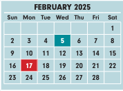 District School Academic Calendar for Walnut Ridge High School for February 2025