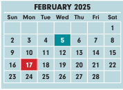 District School Academic Calendar for Eakin Elementary School for February 2025