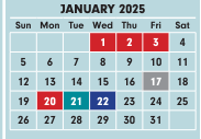District School Academic Calendar for East Linden Elementary School for January 2025