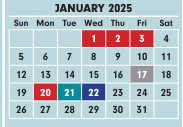 District School Academic Calendar for Olde Orchard Alternative Elementary School for January 2025