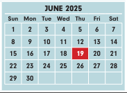District School Academic Calendar for Hamilton Alternative Elementary School for June 2025