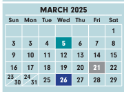 District School Academic Calendar for West High School for March 2025