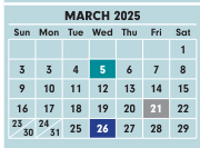 District School Academic Calendar for Olde Orchard Alternative Elementary School for March 2025