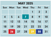 District School Academic Calendar for Welcome Center @ Mifflin M.S. for May 2025