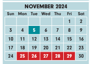 District School Academic Calendar for Africentric Elementary School for November 2024