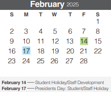 District School Academic Calendar for Mountain Valley Middle School for February 2025