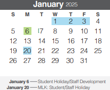 District School Academic Calendar for Goodwin Frazier Elementary School for January 2025