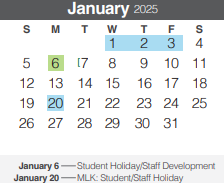 District School Academic Calendar for Freiheit Elementary for January 2025