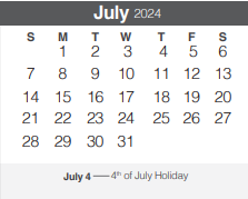 District School Academic Calendar for Smithson Valley High School for July 2024