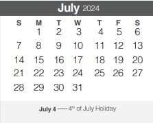 District School Academic Calendar for Freiheit Elementary for July 2024