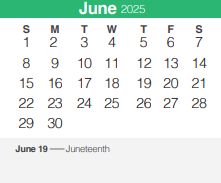 District School Academic Calendar for Goodwin Frazier Elementary School for June 2025
