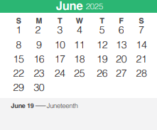 District School Academic Calendar for Spring Branch Middle for June 2025