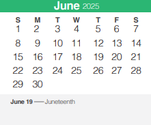 District School Academic Calendar for Hoffmann Lane Elementary School for June 2025