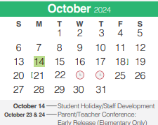 District School Academic Calendar for Goodwin Frazier Elementary School for October 2024