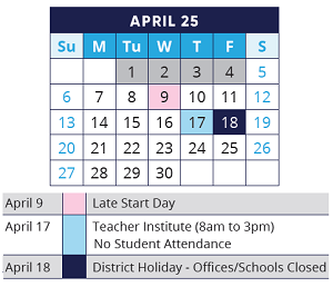 District School Academic Calendar for Algonquin Lakes Elem Sch for April 2025