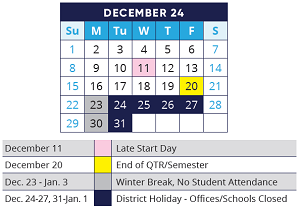 District School Academic Calendar for Algonquin Lakes Elem Sch for December 2024